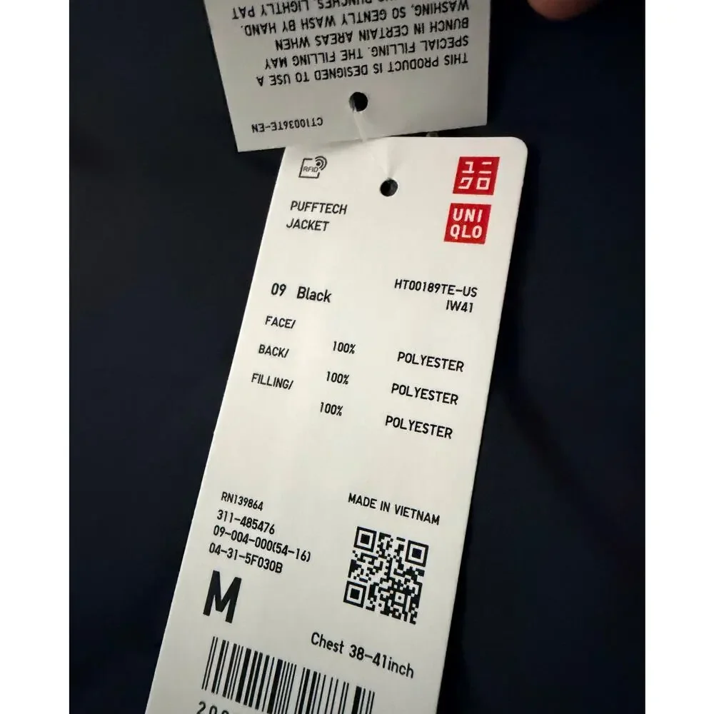 Uniqlo PUFFTECH Jacket, Non Quilted, in Black